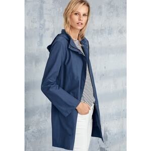 Eileen Fisher Cotton Nylon Jacket Womens Size s Full Zip Hooded Luxe Chic